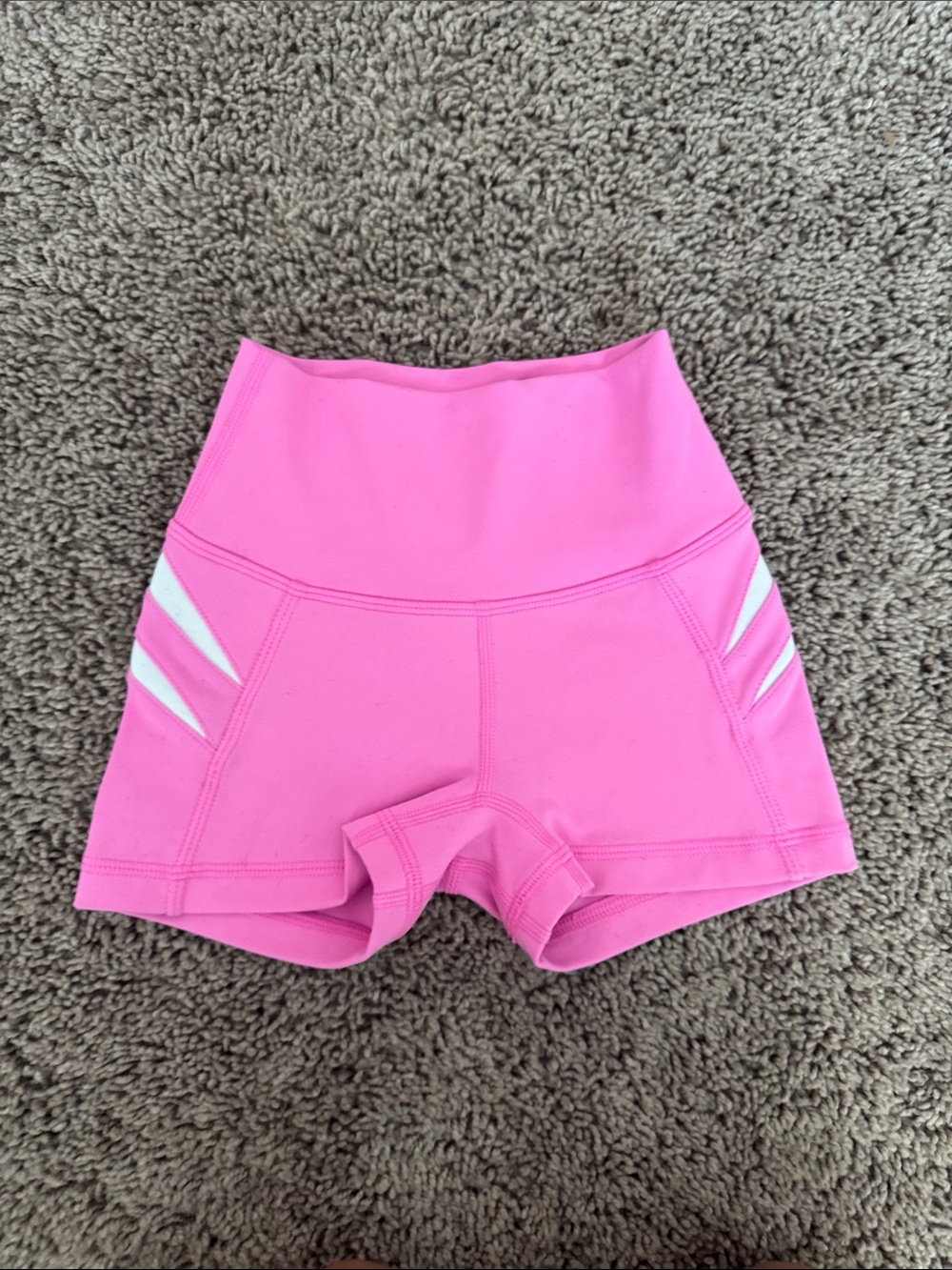 Girls' Pink Dance Shorts with White Stripe Accent